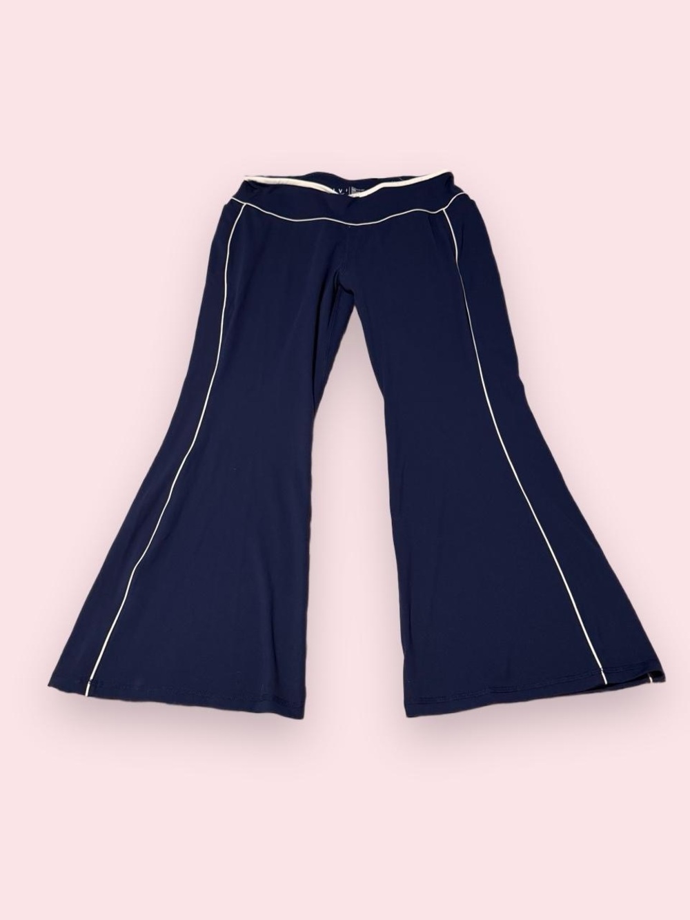 Livi Active Navy Flare Leggings with White Piping